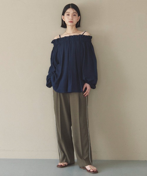 Doux archives（ドゥアルシーヴ）の「Wウエストサイドラインパンツ（その他パンツ・レディース・ネイビー/ブラウン/グレイッシュベージュ・FREE）」の10枚目の写真