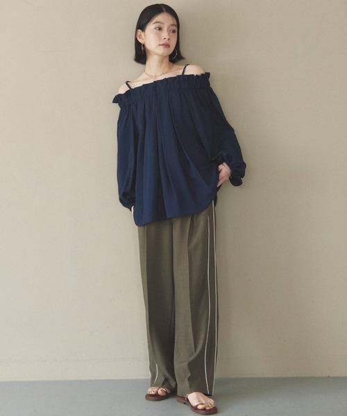 Doux archives（ドゥアルシーヴ）の「Wウエストサイドラインパンツ（その他パンツ・レディース・ネイビー/ブラウン/グレイッシュベージュ・FREE）」の11枚目の写真