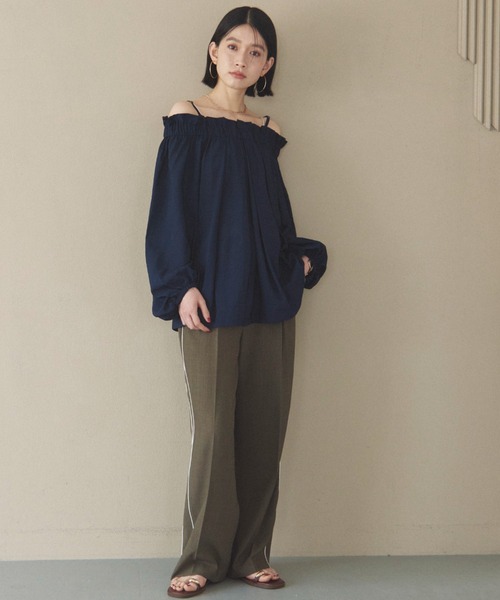 Doux archives（ドゥアルシーヴ）の「Wウエストサイドラインパンツ（その他パンツ・レディース・ネイビー/ブラウン/グレイッシュベージュ・FREE）」の12枚目の写真