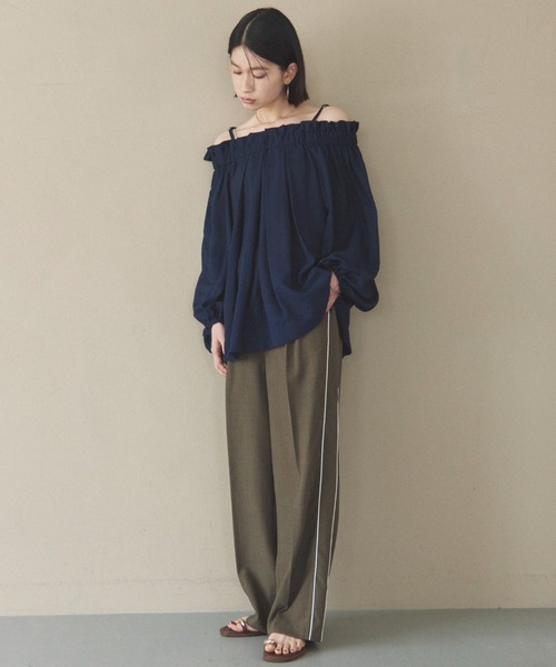 Doux archives（ドゥアルシーヴ）の「Wウエストサイドラインパンツ（その他パンツ・レディース・ネイビー/ブラウン/グレイッシュベージュ・FREE）」の16枚目の写真