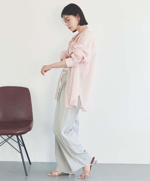 Doux archives（ドゥアルシーヴ）の「Wウエストサイドラインパンツ（その他パンツ・レディース・ネイビー/ブラウン/グレイッシュベージュ・FREE）」の4枚目の写真