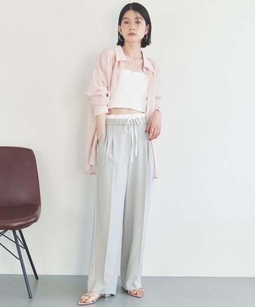 Doux archives（ドゥアルシーヴ）の「Wウエストサイドラインパンツ（その他パンツ・レディース・ネイビー/ブラウン/グレイッシュベージュ・FREE）」の5枚目の写真