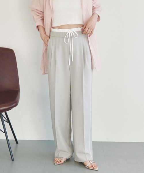 Doux archives（ドゥアルシーヴ）の「Wウエストサイドラインパンツ（その他パンツ・レディース・ネイビー/ブラウン/グレイッシュベージュ・FREE）」の6枚目の写真