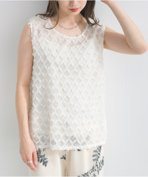 未使用　Merlette 'BELLIS' デイジー柄ジャガード織トップス セール】シアージャガードトップスキャミソールセット（Tシャツ