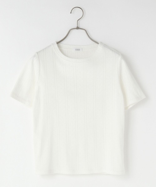 LOWRYS FARM(ローリーズファーム)の「パターンメッシュタイト5S 321182(Tシャツ/カットソー・レディース・ブラック/グレー/オフホワイト・FREE)」の1枚目の写真