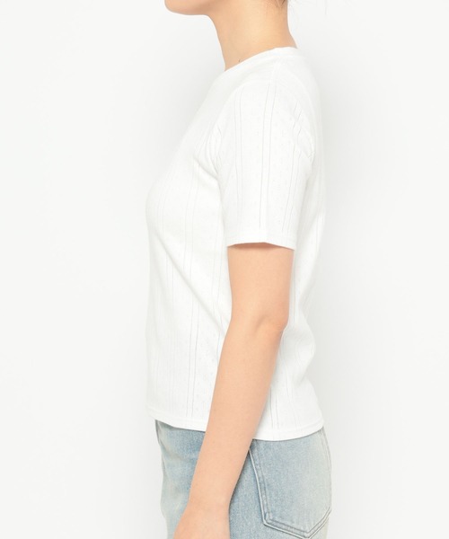 LOWRYS FARM(ローリーズファーム)の「パターンメッシュタイト5S 321182(Tシャツ/カットソー・レディース・ブラック/グレー/オフホワイト・FREE)」の5枚目の写真