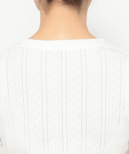 LOWRYS FARM(ローリーズファーム)の「パターンメッシュタイト5S 321182(Tシャツ/カットソー・レディース・ブラック/グレー/オフホワイト・FREE)」の7枚目の写真