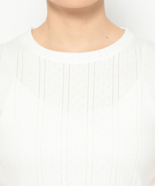 LOWRYS FARM(ローリーズファーム)の「パターンメッシュタイト5S 321182(Tシャツ/カットソー・レディース・ブラック/グレー/オフホワイト・FREE)」の8枚目の写真