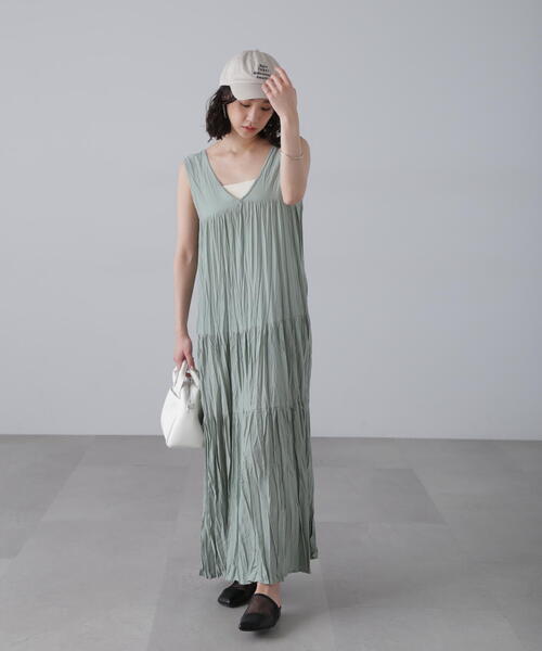 FREE'S MART（フリーズマート）の「◆ワッシャーティアードノースリーブワンピース（ワンピース・レディース・ブラック/ブラック系その他/レッド/ライトグリーン/ベージュ・SMALL/MEDIUM）」の16枚目の写真