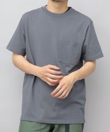 USAコットン 吸水速乾・接触冷感 袖リブ ポケット付き 半袖 Tシャツ レギュラーシルエット