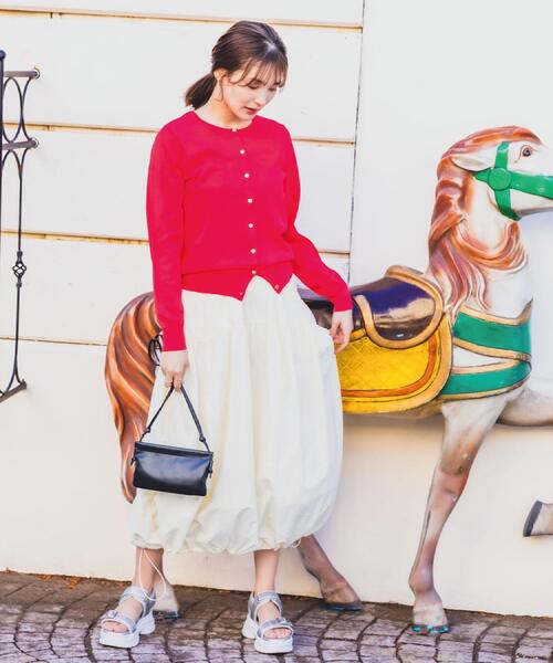 ITS'DEMO（イッツデモ）の「【UVカット／アンチピリング／手洗い可】クルーニットカーディガン（カーディガン/ボレロ・レディース・オフホワイト/ライトベージュ/レッド系1/サックスブルー/ネイビー・38/40）」の8枚目の写真