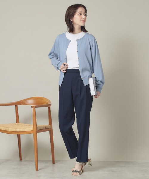 ITS'DEMO（イッツデモ）の「【UVカット／アンチピリング／手洗い可】クルーニットカーディガン（カーディガン/ボレロ・レディース・オフホワイト/ライトベージュ/レッド系1/サックスブルー/ネイビー・38/40）」の22枚目の写真