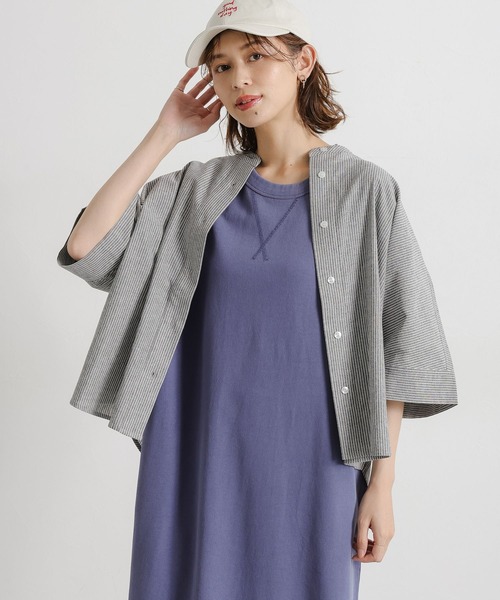 studio CLIP（スタディオクリップ）の「シングルガーゼドルマン5分袖バンドシャツ（シャツ/ブラウス・レディース・その他2/その他1/オレンジ/サックスブルー/その他4/その他5/その他3/その他7/その他6/ライトブルー・FREE）」の6枚目の写真