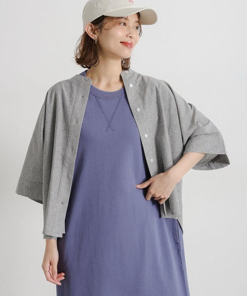 studio CLIP（スタディオクリップ）の「シングルガーゼドルマン5分袖バンドシャツ（シャツ/ブラウス・レディース・その他2/その他1/オレンジ/サックスブルー/その他4/その他5/その他3/その他7/その他6/ライトブルー・FREE）」の14枚目の写真