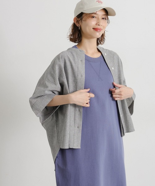 studio CLIP（スタディオクリップ）の「シングルガーゼドルマン5分袖バンドシャツ（シャツ/ブラウス・レディース・その他2/その他1/オレンジ/サックスブルー/その他4/その他5/その他3/その他7/その他6/ライトブルー・FREE）」の15枚目の写真