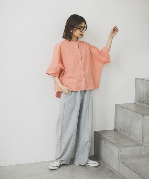 studio CLIP（スタディオクリップ）の「シングルガーゼドルマン5分袖バンドシャツ（シャツ/ブラウス・レディース・その他2/その他1/オレンジ/サックスブルー/その他4/その他5/その他3/その他7/その他6/ライトブルー・FREE）」の21枚目の写真