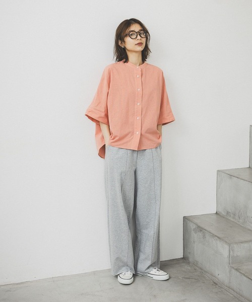 セール】シングルガーゼドルマン5分袖バンドシャツ（シャツ/ブラウス