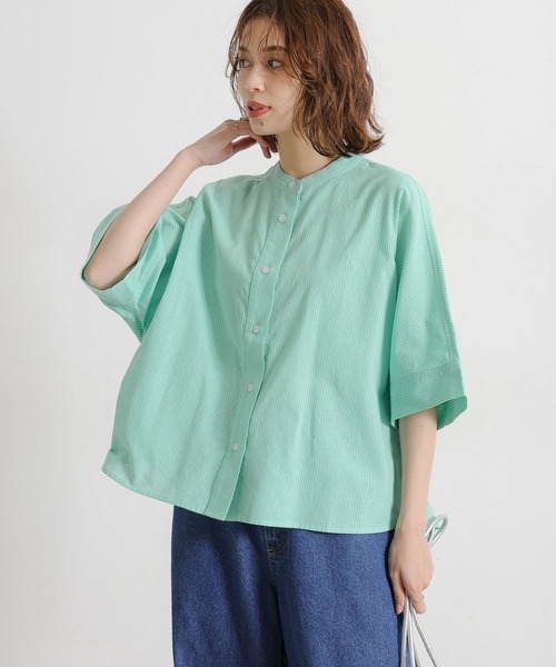 セール】シングルガーゼドルマン5分袖バンドシャツ（シャツ/ブラウス