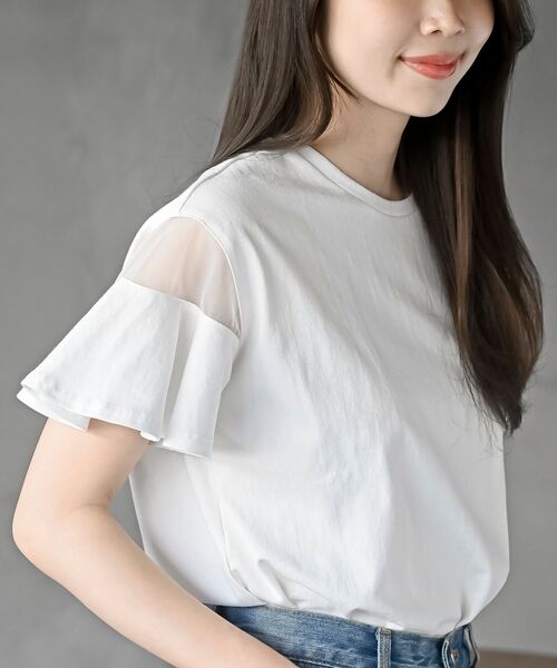 rps(アールピーエス)の「シースルーフレアースリーブTee(Tシャツ/カットソー・レディース・ブラック/オフホワイト・フリー)」の10枚目の写真