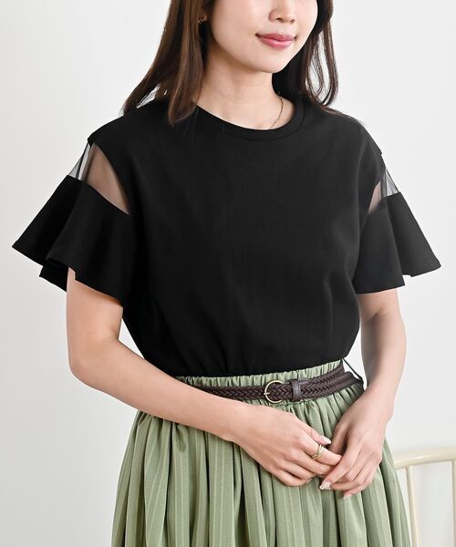 rps(アールピーエス)の「シースルーフレアースリーブTee(Tシャツ/カットソー・レディース・ブラック/オフホワイト・フリー)」の15枚目の写真