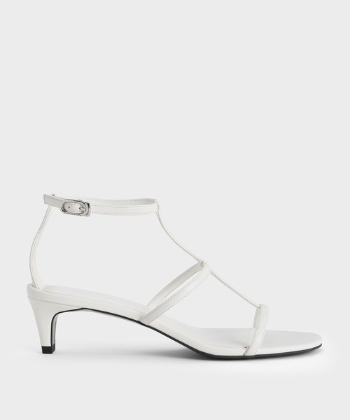 CHARLES & KEITH（チャールズ & キース）の「Tバー キトゥンヒールアンクルストラップサンダル（サンダル・レディース・シルバー/ブラック/ホワイト・22cm/22.5cm/23cm/23.5cm/24.5cm/25cm/26.5cm/25.5cm）」の21枚目の写真