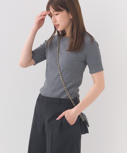 OMNES(オムネス)の「【接触冷感】 後ろV開きリブカットソー(Tシャツ/カットソー・レディース・ラベンダー/ライトブラウン/ホワイト/グレー・FREE)」の12枚目の写真