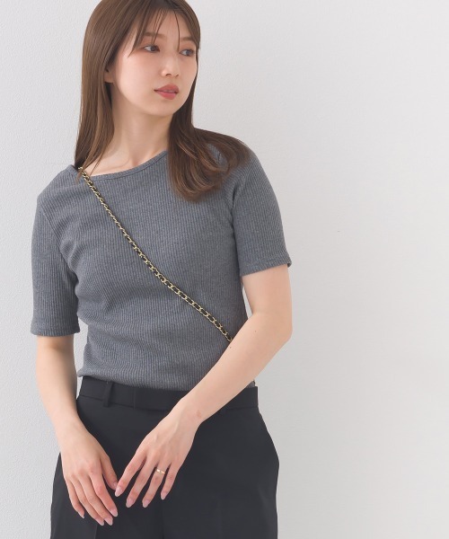 OMNES(オムネス)の「【接触冷感】 後ろV開きリブカットソー(Tシャツ/カットソー・レディース・ラベンダー/ライトブラウン/ホワイト/グレー・FREE)」の14枚目の写真