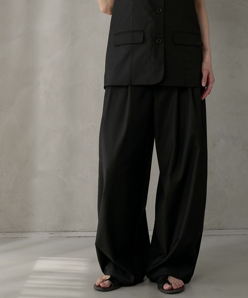 完売 &her アンドハー Slub Tack Pantsブラック タックパンツ Thin Tack Pants / BLACK – &her