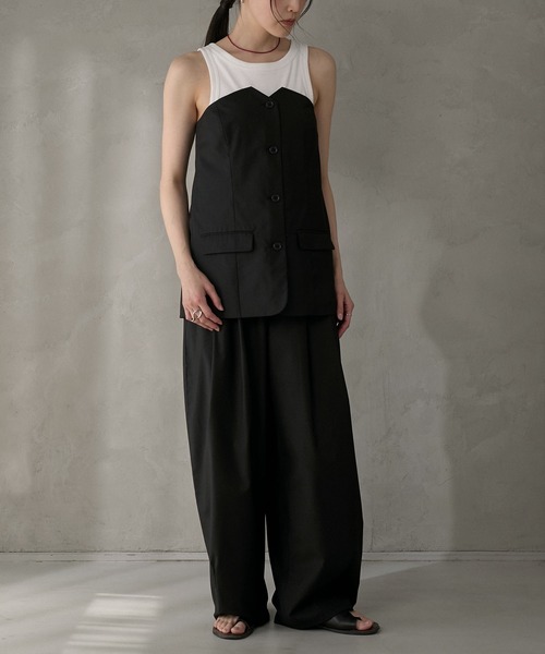 パンツ wide tuck straight slacks Tuck wide slacks / タックワイドスラックスパンツ