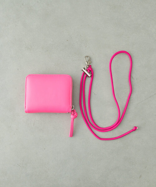 BIRTHDAY BAR（バースデイバー）の「【perche ペルケ】蛍光レザーストラップ付ジャバラカードウォレット（財布・レディース・ピンク/グリーン/イエロー・0）」の4枚目の写真