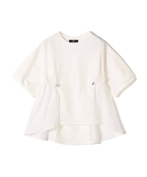 SHIPS Colors(シップス カラーズ)の「SHIPS Colors:〈洗濯機可能〉ミニ裏毛 ドッキング トップス◇(Tシャツ/カットソー・レディース・オフホワイト/ブラック/ライトグリーン/ベージュ・ONE SIZE)」の5枚目の写真