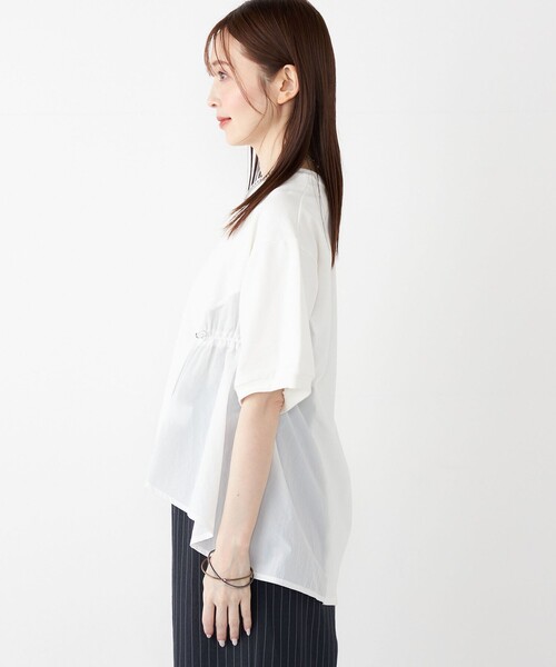 SHIPS Colors(シップス カラーズ)の「SHIPS Colors:〈洗濯機可能〉ミニ裏毛 ドッキング トップス◇(Tシャツ/カットソー・レディース・オフホワイト/ブラック/ライトグリーン/ベージュ・ONE SIZE)」の19枚目の写真