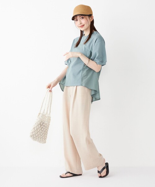 SHIPS Colors:〈洗濯機可能〉ミニ裏毛 ドッキング トップス◇（Tシャツ