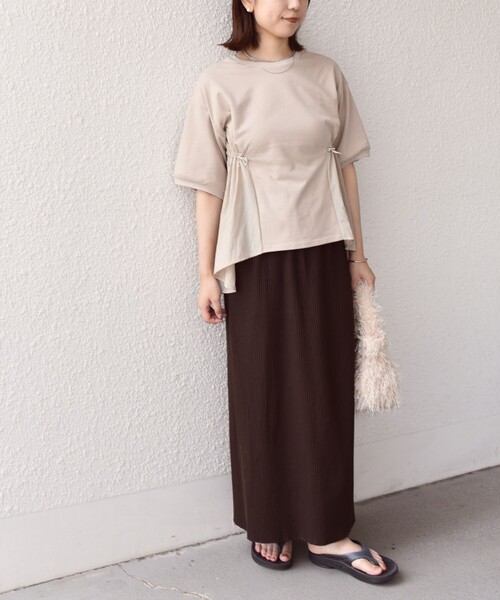 SHIPS Colors:〈洗濯機可能〉ミニ裏毛 ドッキング トップス◇（Tシャツ