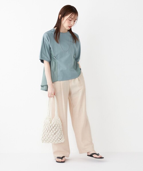 SHIPS Colors:〈洗濯機可能〉ミニ裏毛 ドッキング トップス◇（Tシャツ