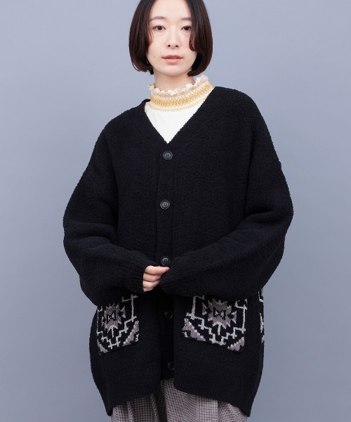 チチカカ（チチカカ）の「ナバホモールニットカーディガン（カーディガン/ボレロ・レディース・アイボリー/ブラック/オレンジ・FREE）」の5枚目の写真