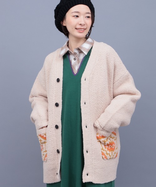 チチカカ（チチカカ）の「ナバホモールニットカーディガン（カーディガン/ボレロ・レディース・アイボリー/ブラック/オレンジ・FREE）」の7枚目の写真