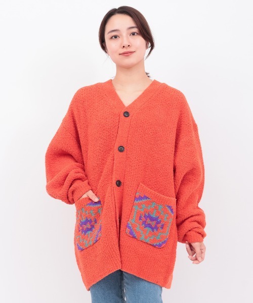 チチカカ（チチカカ）の「ナバホモールニットカーディガン（カーディガン/ボレロ・レディース・アイボリー/ブラック/オレンジ・FREE）」の11枚目の写真