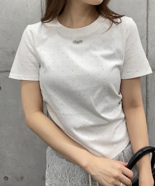 ROGER AND RAW（ロジャーアンドロウ）の「ショート丈ラインストーンＴシャツ（Tシャツ/カットソー・レディース・ホワイト/ブラック/ピンク・FREE）」の12枚目の写真