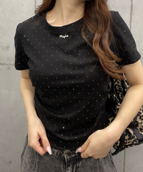 ROGER AND RAW（ロジャーアンドロウ）の「ショート丈ラインストーンＴシャツ（Tシャツ/カットソー・レディース・ホワイト/ブラック/ピンク・FREE）」の17枚目の写真