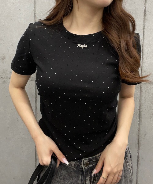 ROGER AND RAW（ロジャーアンドロウ）の「ショート丈ラインストーンＴシャツ（Tシャツ/カットソー・レディース・ホワイト/ブラック/ピンク・FREE）」の19枚目の写真