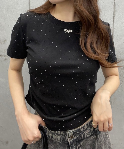 ROGER AND RAW（ロジャーアンドロウ）の「ショート丈ラインストーンＴシャツ（Tシャツ/カットソー・レディース・ホワイト/ブラック/ピンク・FREE）」の20枚目の写真