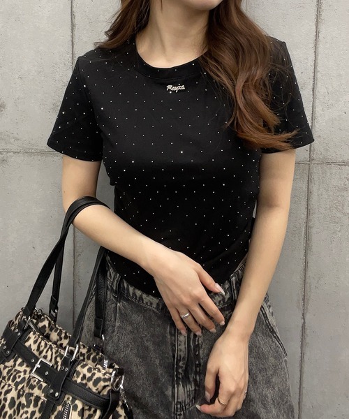 ROGER AND RAW（ロジャーアンドロウ）の「ショート丈ラインストーンＴシャツ（Tシャツ/カットソー・レディース・ホワイト/ブラック/ピンク・FREE）」の21枚目の写真