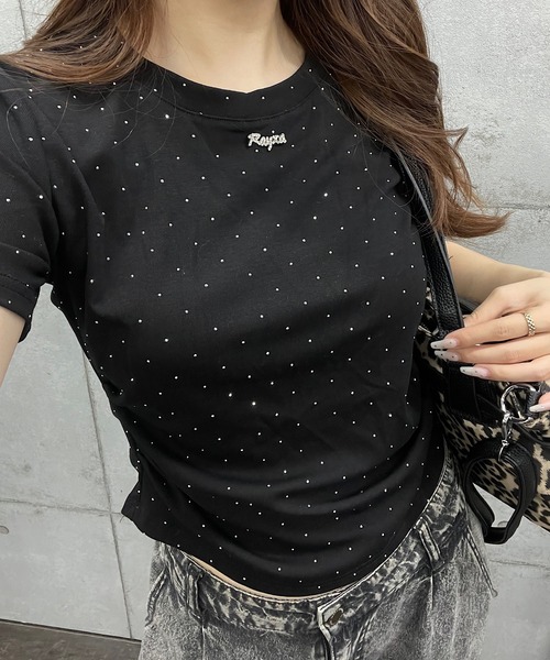 ROGER AND RAW（ロジャーアンドロウ）の「ショート丈ラインストーンＴシャツ（Tシャツ/カットソー・レディース・ホワイト/ブラック/ピンク・FREE）」の22枚目の写真