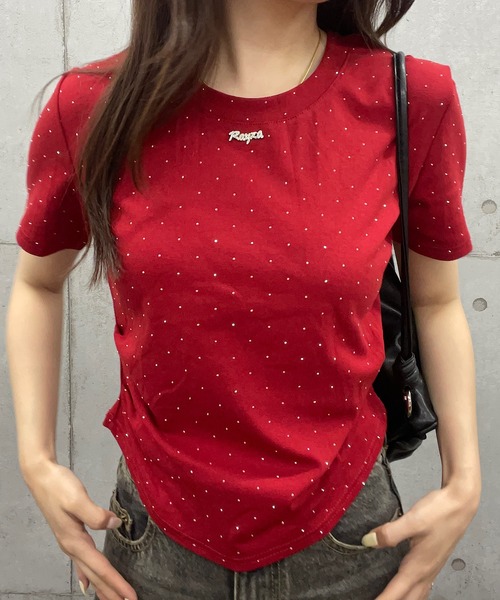 ROGER AND RAW(ロジャーアンドロウ)の「ラインストーン ショート丈Tシャツ(Tシャツ/カットソー・レディース・ホワイト/ブラック/ピンク/レッド・FREE)」の18枚目の写真