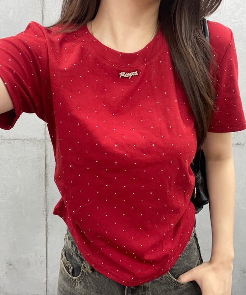 ROGER AND RAW(ロジャーアンドロウ)の「ラインストーン ショート丈Tシャツ(Tシャツ/カットソー・レディース・ホワイト/ブラック/ピンク/レッド・FREE)」の19枚目の写真