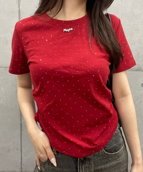 ROGER AND RAW(ロジャーアンドロウ)の「ラインストーン ショート丈Tシャツ(Tシャツ/カットソー・レディース・ホワイト/ブラック/ピンク/レッド・FREE)」の20枚目の写真