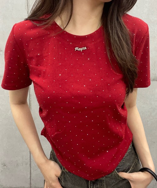 ROGER AND RAW(ロジャーアンドロウ)の「ラインストーン ショート丈Tシャツ(Tシャツ/カットソー・レディース・ホワイト/ブラック/ピンク/レッド・FREE)」の21枚目の写真