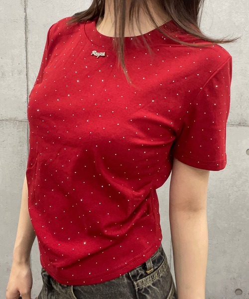 ROGER AND RAW(ロジャーアンドロウ)の「ラインストーン ショート丈Tシャツ(Tシャツ/カットソー・レディース・ホワイト/ブラック/ピンク/レッド・FREE)」の22枚目の写真
