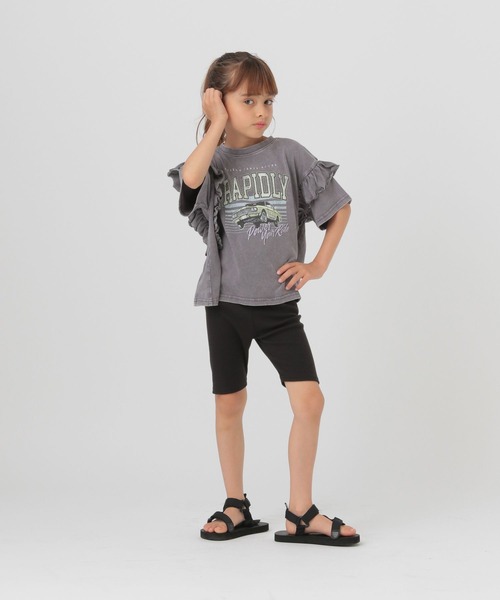 GLOBAL WORK(グローバルワーク)の「ヴィンテージ加工フリル/T/327189(Tシャツ/カットソー・キッズ・グレー系8/グレー系9・110cm/100cm/120cm)」の1枚目の写真